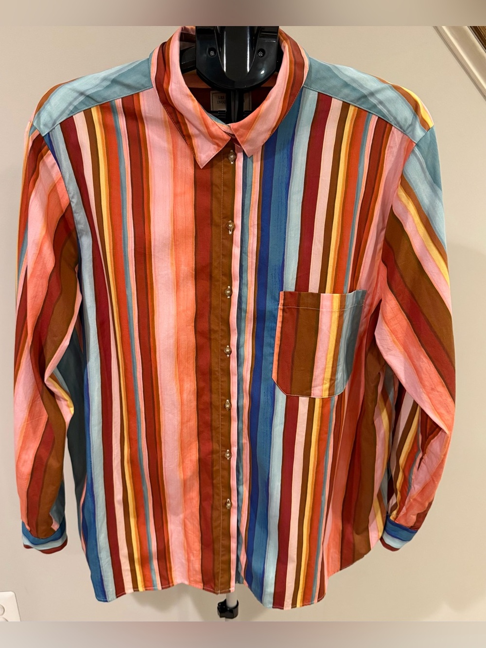 Sezane Max Shirt X Inoui Tuba Stripes GUC Size 14 Button Up Blouse